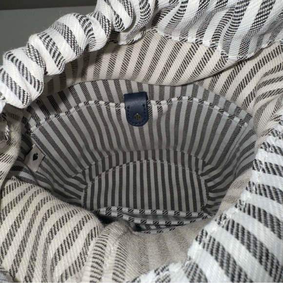 Kate Spade Wicker Navy / White Stripe Bucket Bag Crossbody NWOT - Picture 6 of 7
